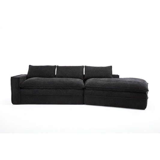HouseOfZazla sectional sofa in dark charcoal fabric with deep seats and right-facing chaise on Tampa Home & Garden Store