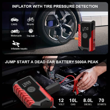 12V car jump starter with LED display and air pump (red/black) DailySale on Tampa Home & Garden Store