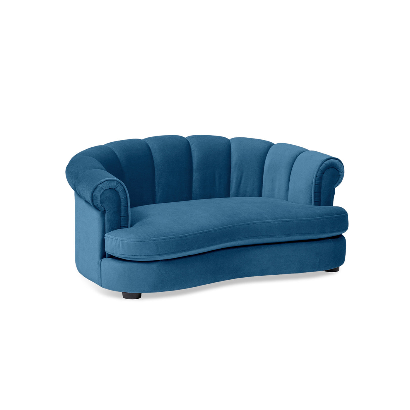 Halle 35.5in rolled-arm dog sofa bed, medium satin blue velvet by HouseOfZazla on Tampa Home & Garden Store