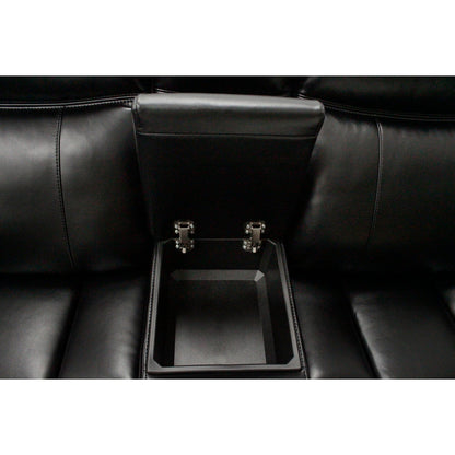 Jupiter Leather Sectional reclining chaise in black leather with center console by HouseOfZazla on Tampa Home & Garden Store