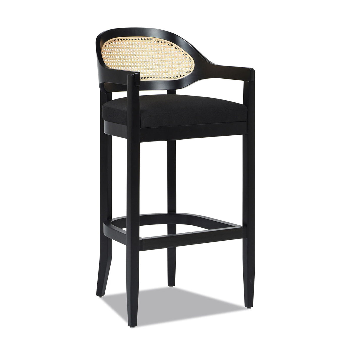 Mid-Century Counter Stool with black frame and beige cane back by HouseOfZazla on Tampa Home & Garden Store