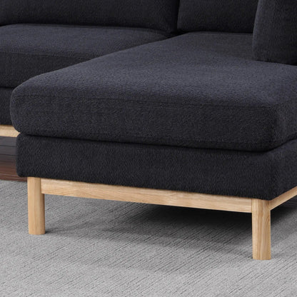 Hallie sherpa chaise sofa in black fabric with wood legs on Tampa Home & Garden Store