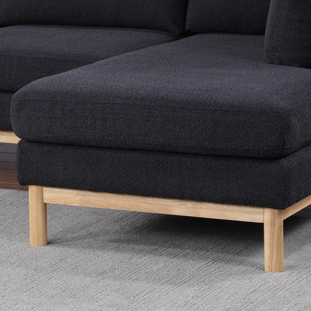 Hallie Wide Sherpa Double Chaise U-Shape Sectional Sofa charcoal with wood legs HouseOfZazla on Tampa Home & Garden Store