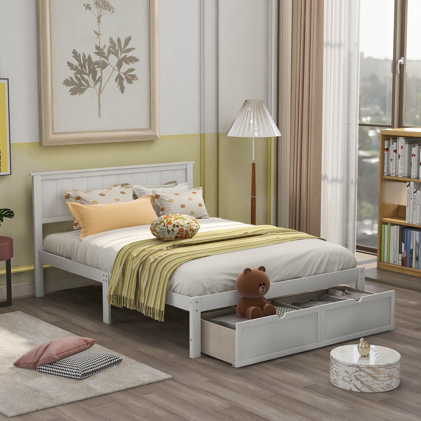 Full-size platform bed with under-bed drawers in white by HouseOfZazla on Tampa Home & Garden Store
