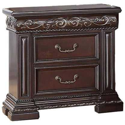 Traditional Cherry Nightstand with Carvings