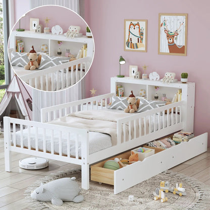 Bed With Headboard Storage and Under Bed Drawers