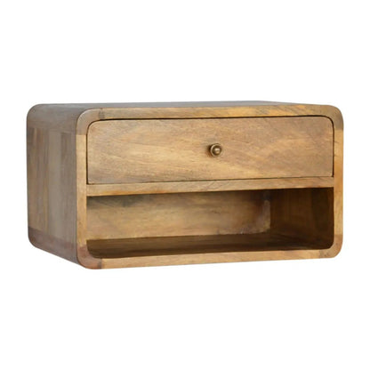 Curve Upper Slot Floating Nightstand with Drawer