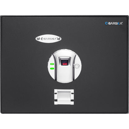 Biometric security safe with fingerprint access, black Barska steel cabinet wall safe on Tampa Home & Garden Store
