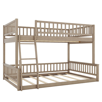 Bunk bed with ladder and guardrails in natural oak finish, HouseOfZazla on Tampa Home & Garden Store