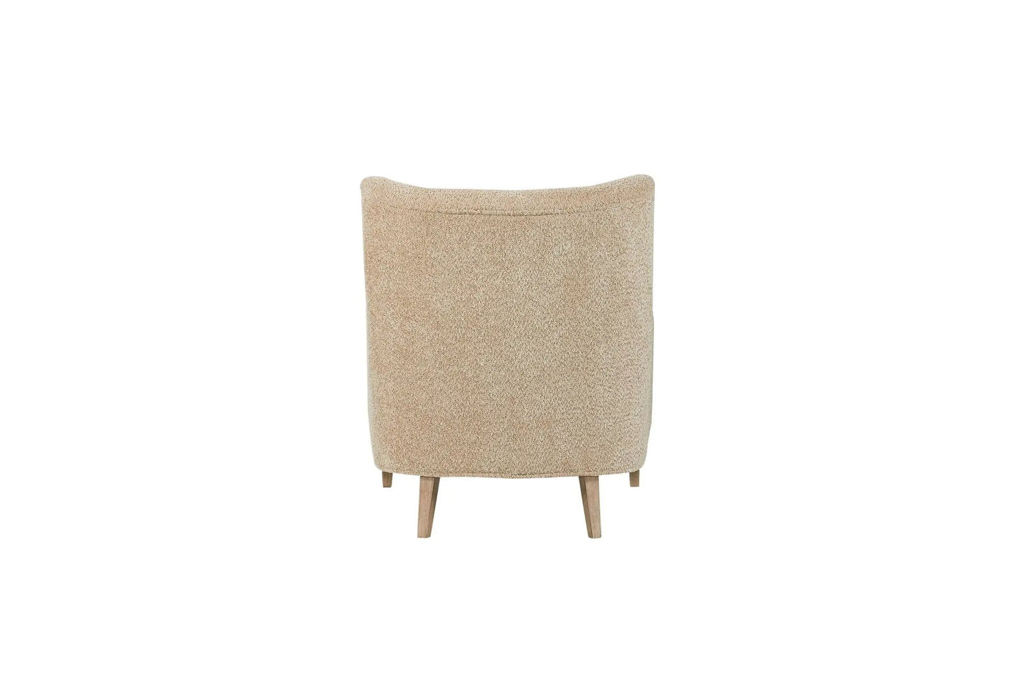 Hi Back Accent Chair - Light Brown fabric, curved back, wooden legs on Tampa Home & Garden Store