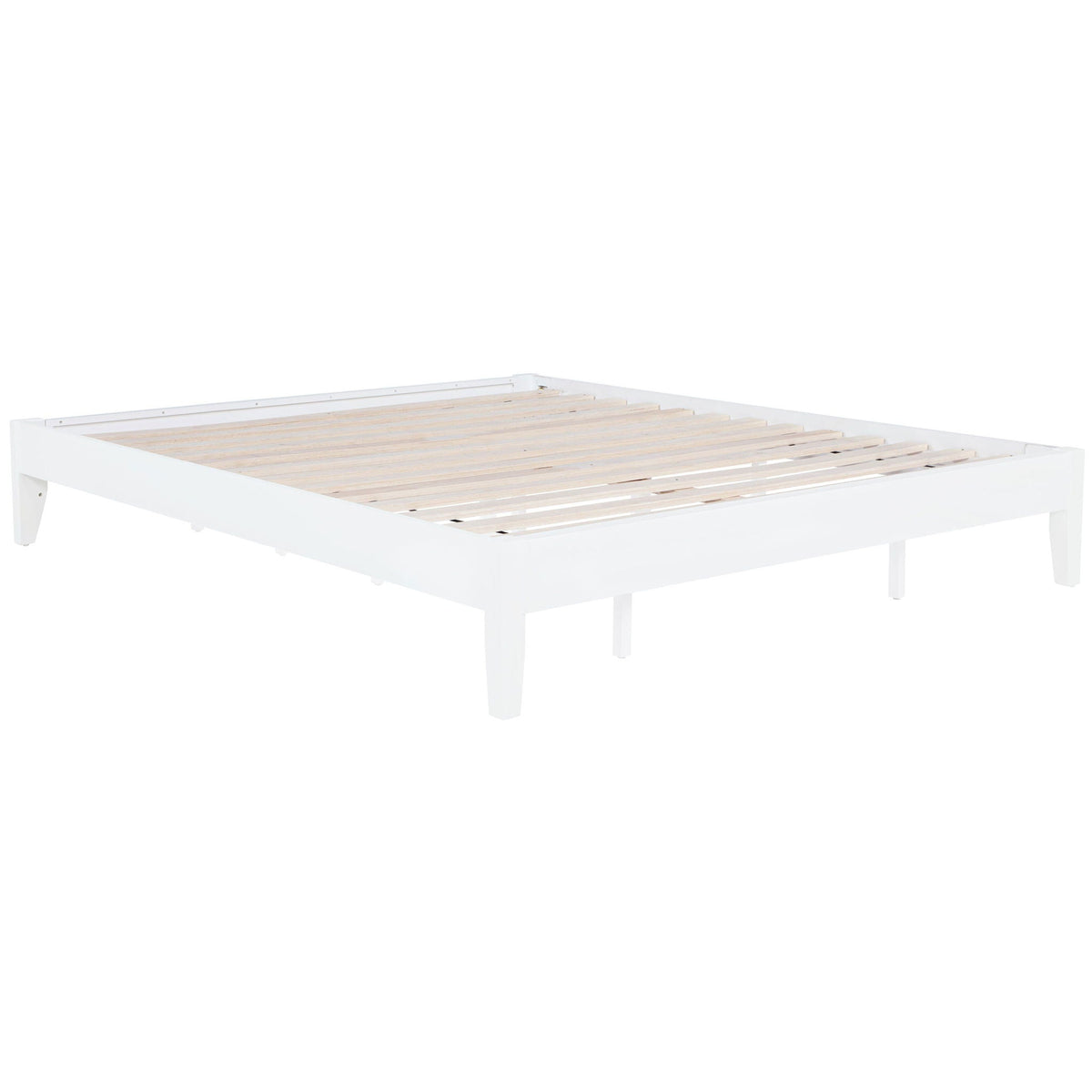 Hounslow platform bed frame in white wood with slats, HouseOfZazla on Tampa Home & Garden Store
