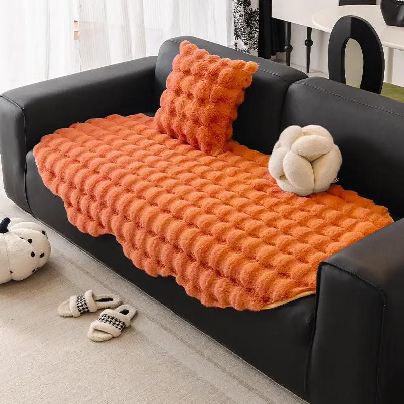 Autumn And Winter Thickening Irregular Sofa Cushion orange plush tufted FLIPSTYLEZLLC sofa on Tampa Home & Garden Store