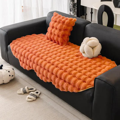 Autumn And Winter Thickening Irregular Sofa Cushion orange plush tufted FLIPSTYLEZLLC sofa on Tampa Home & Garden Store