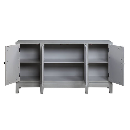 Magdi Console Cabinet Antique Gray by HouseOfZazla, 3-panel accent with interior shelves on Tampa Home & Garden Store