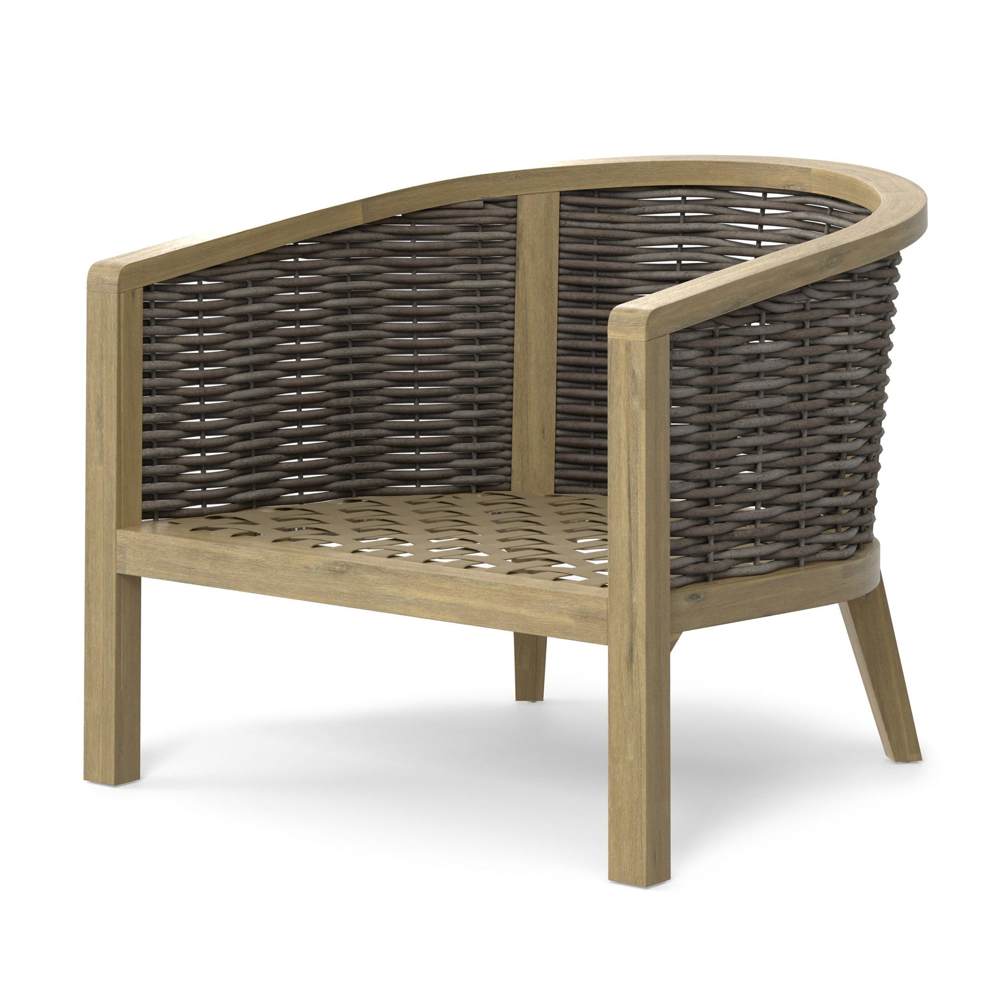 Parkside Outdoor Conversation Chair Set of 2 natural wood with woven rattan by HouseOfZazla on Tampa Home & Garden Store