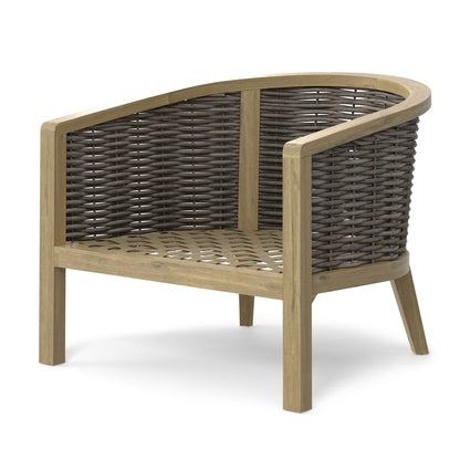Parkside Outdoor Conversation Chair Set of 2 natural wood with woven rattan by HouseOfZazla on Tampa Home & Garden Store