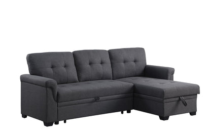 Lucca reversible sleeper sectional sofa with storage chaise, gray fabric on Tampa Home & Garden Store