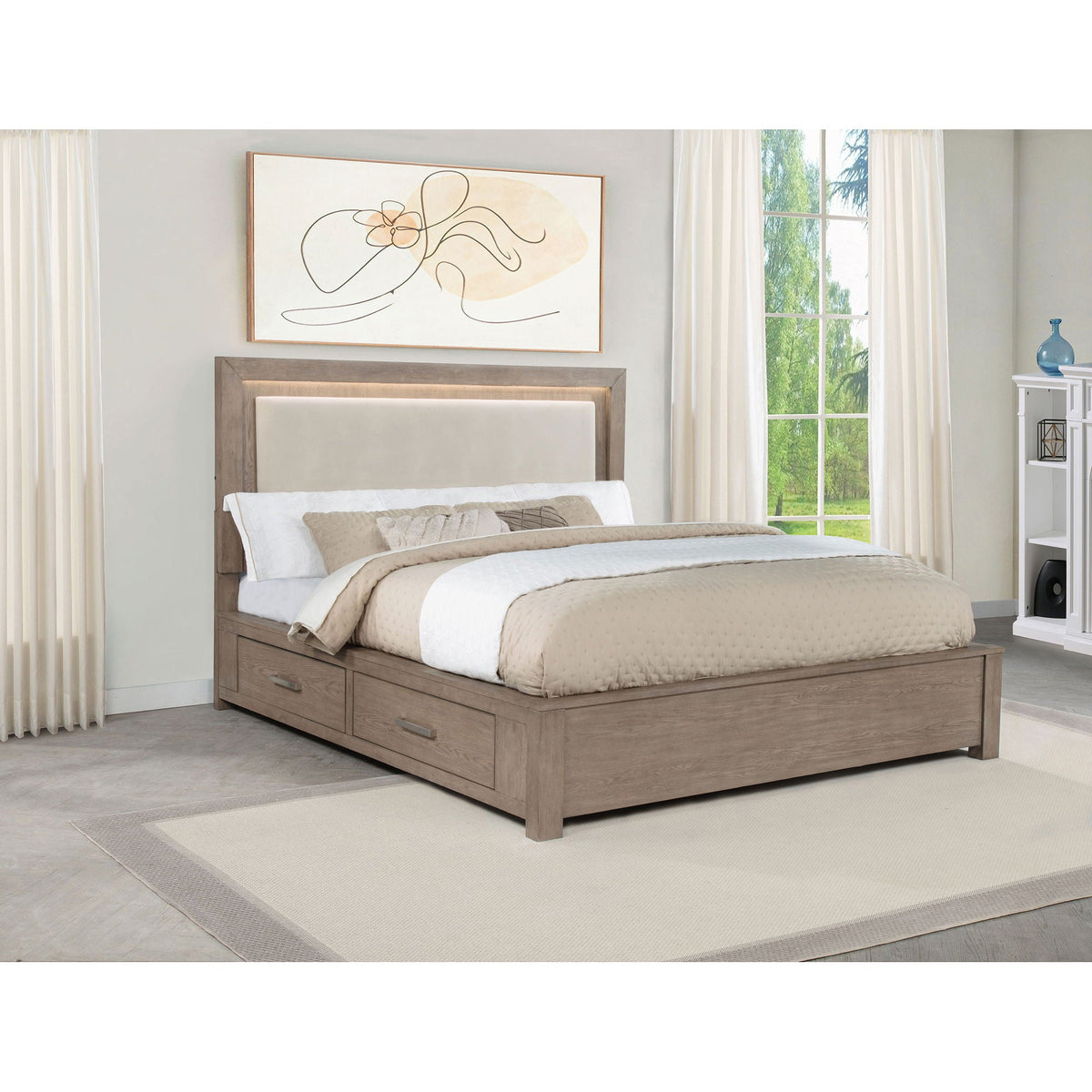 Gibbons Led Storage Bed with Elegant Headboard