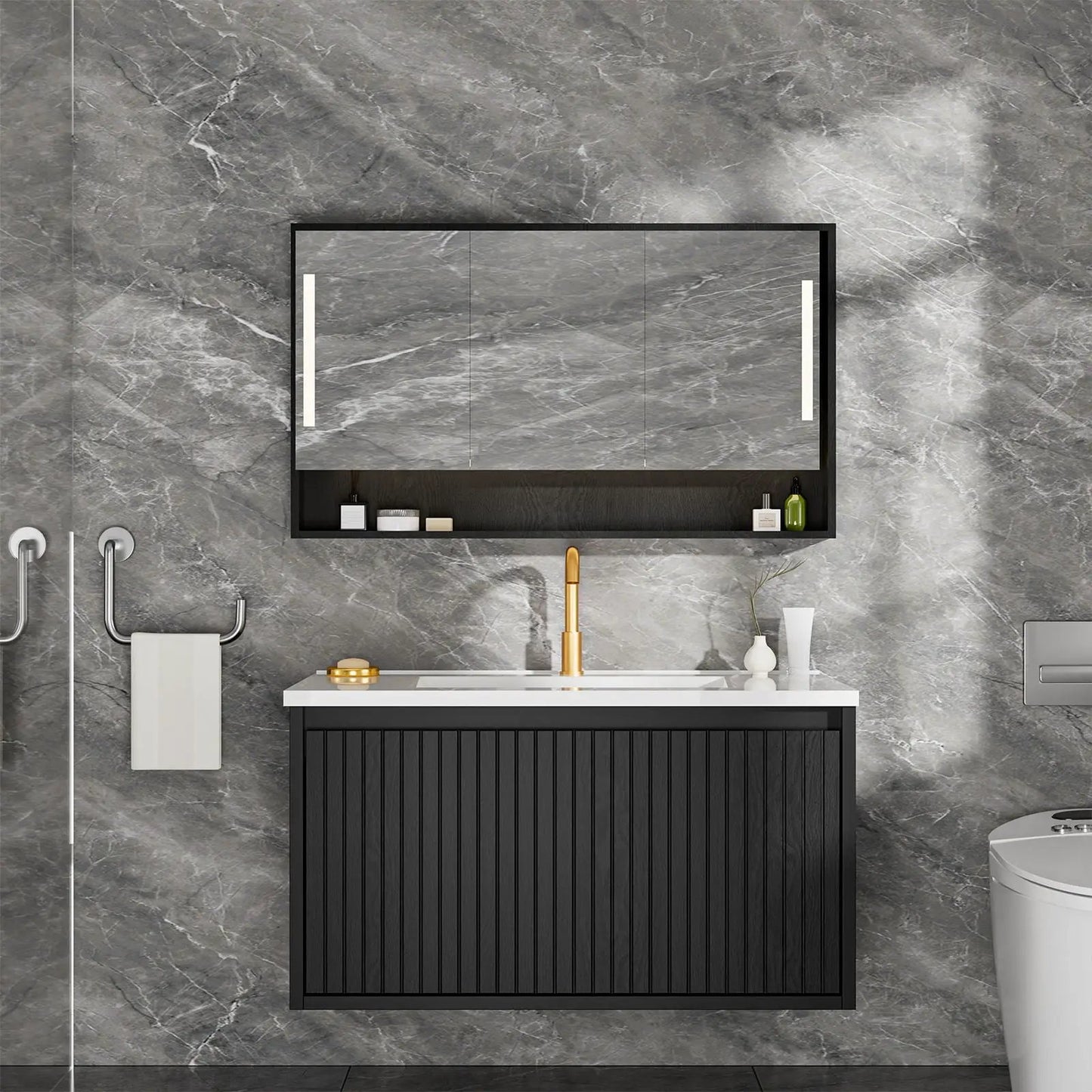 Wall Mounted Floating Bathroom Vanity With Sink