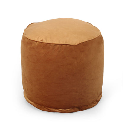 Cylinder pouf ottoman in dark brown faux leather, HouseOfZazla accent piece on Tampa Home & Garden Store