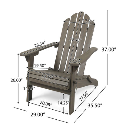 Outdoor foldable Adirondack chair by HouseOfZazla in gray wood with handcrafted details on Tampa Home & Garden Store