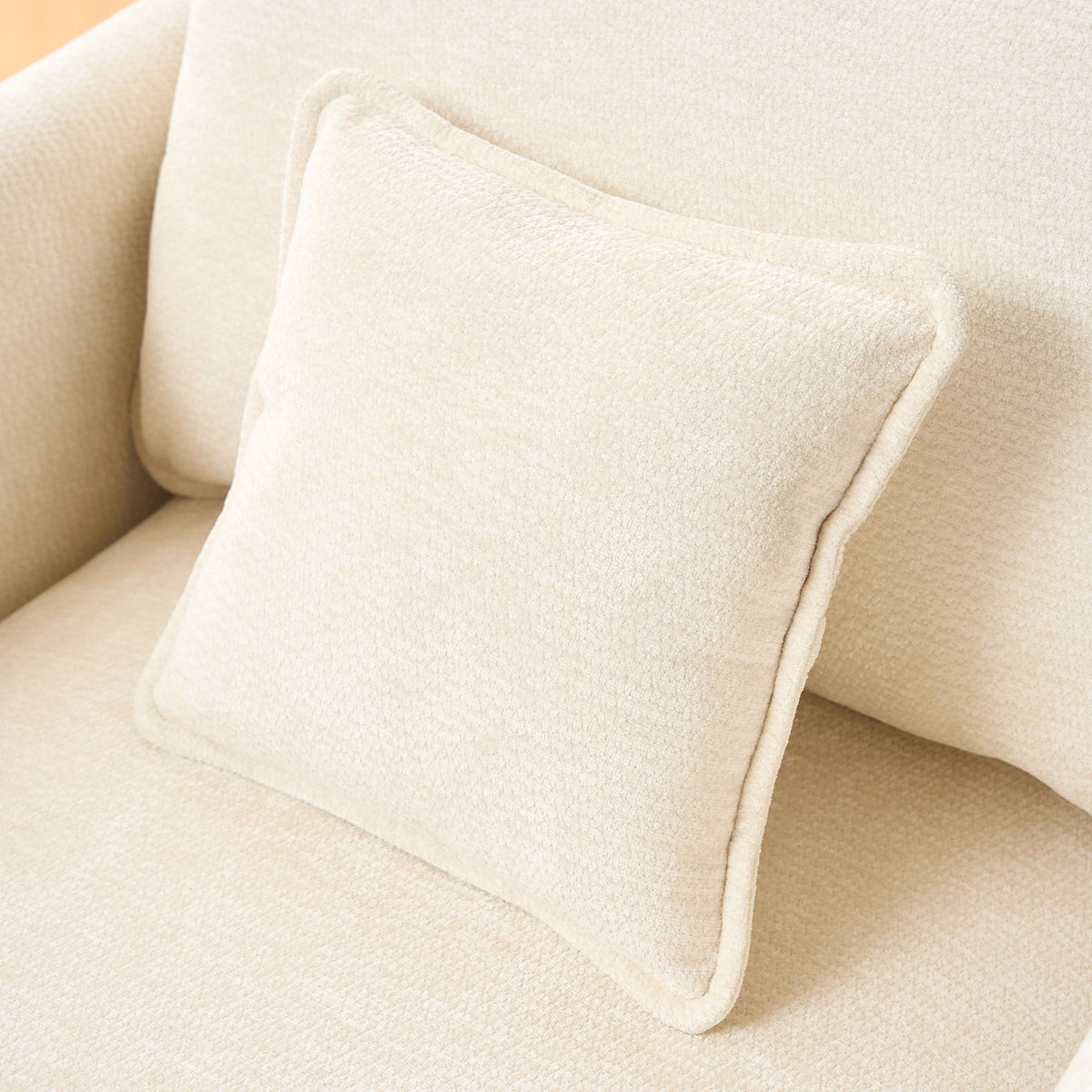 Modern Reading Armchair beige textured fabric upholstery with plush cushions by HouseOfZazla on Tampa Home & Garden Store