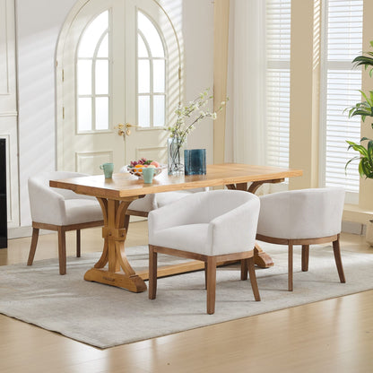 Mid Century Modern upholstered barrel dining chairs with arms in light gray fabric, set of four on Tampa Home & Garden Store
