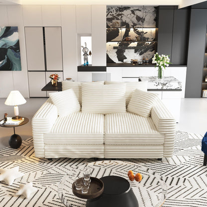 Deep Seat Sofa Bed With Ottoman and Soft Pillows