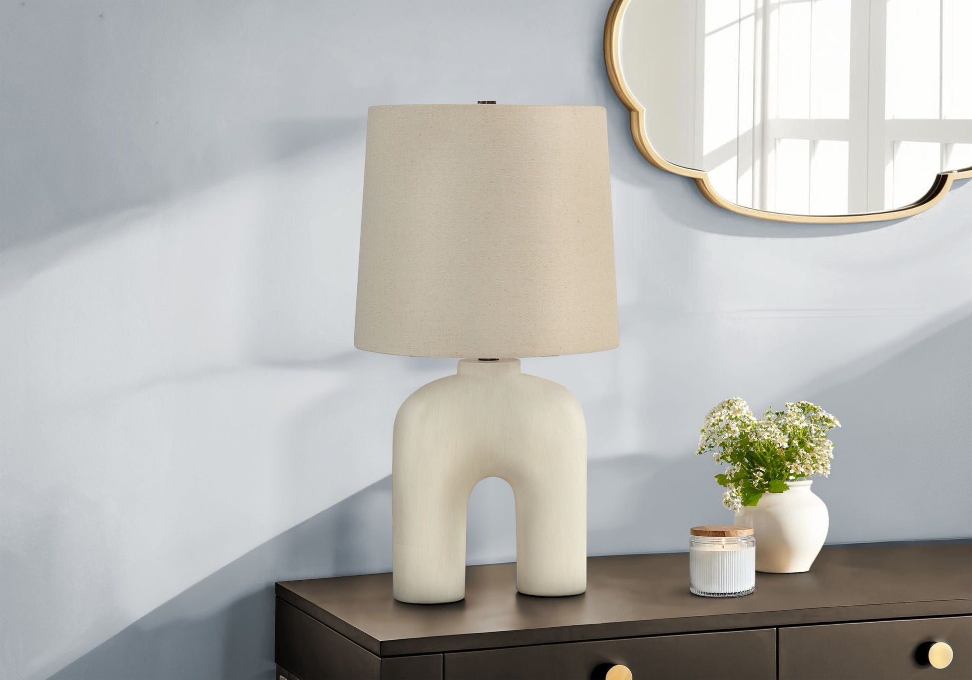 Table lamp cream resin, modern design by HouseOfZazla on Tampa Home & Garden Store