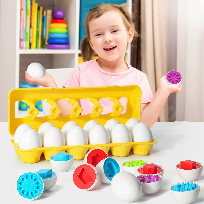 Smart Egg Toy Montessori shape-sorter set with yellow rack and 12 white eggs Sell My Stuff on Tampa Home & Garden Store