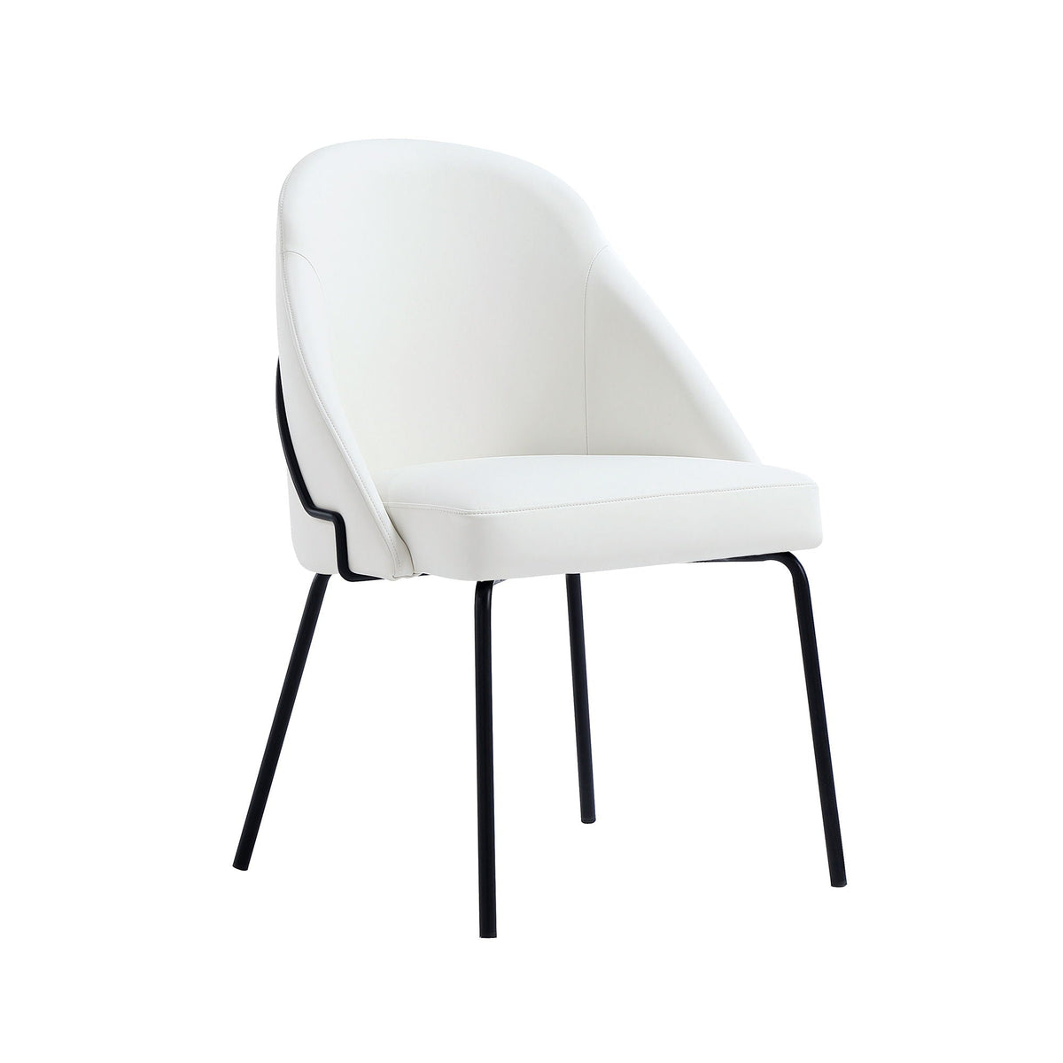 White vegan upholstered side chair with high-density foam and black metal legs on Tampa Home & Garden Store