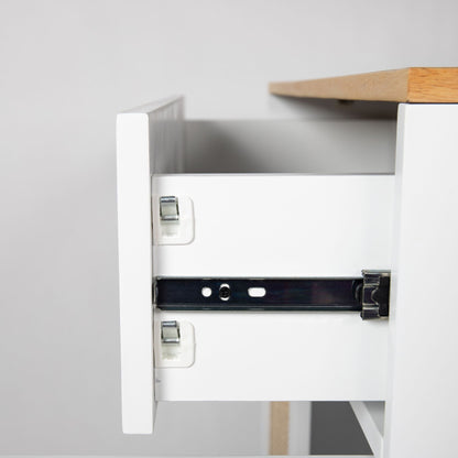 Cat litter box enclosure with white body and light brown wood top, metal rails visible on Tampa Home & Garden Store