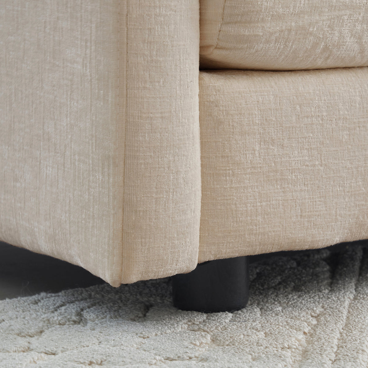 Chenille two-seater sofa close-up of beige fabric and black legs by HouseOfZazla on Tampa Home & Garden Store
