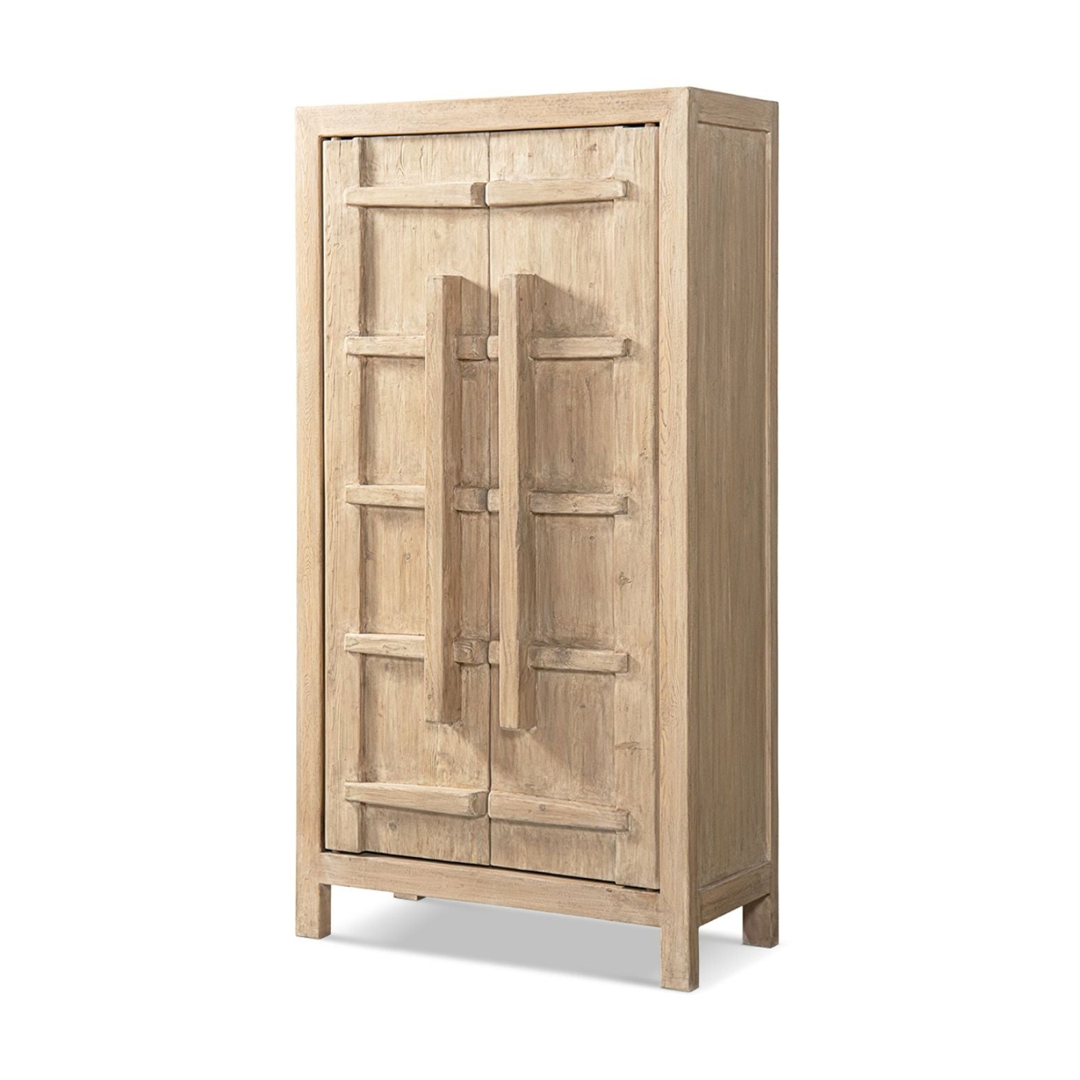 Rowan storage cabinet with double doors in natural wood finish, rustic panel accents on Tampa Home & Garden Store