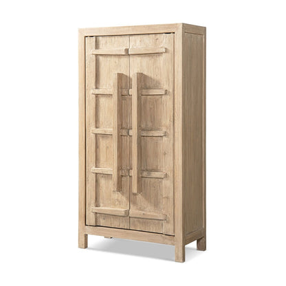 Rowan storage cabinet with double doors in natural wood finish, rustic panel accents on Tampa Home & Garden Store