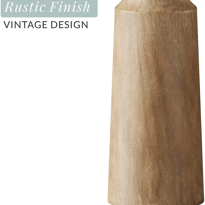 Solid wood retro candlestick candle holder with natural wood grain finish on Tampa Home & Garden Store