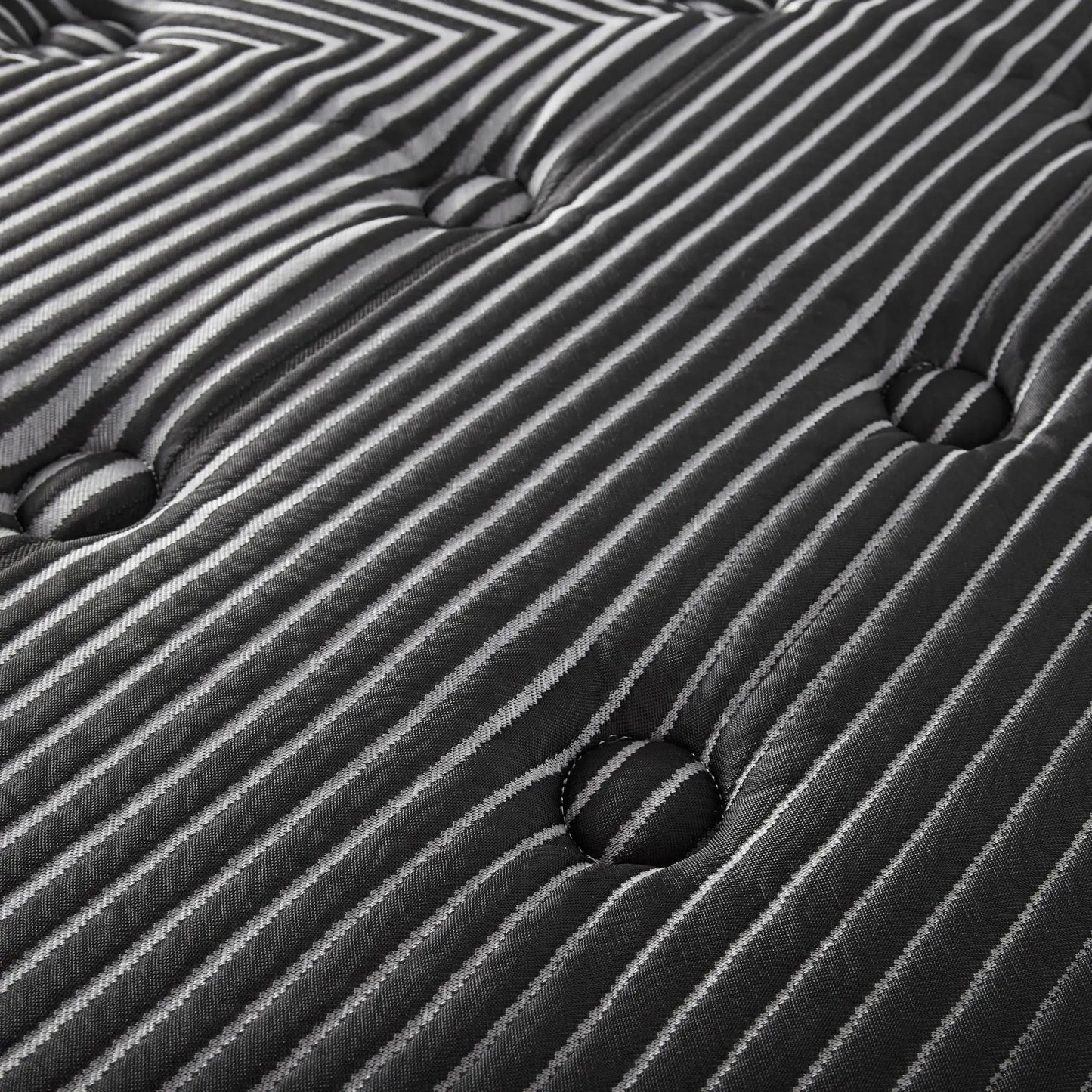 Pure Ice 15in Eurotop Ultra Plush mattress striped black-gray fabric with tufted surface on Tampa Home & Garden Store