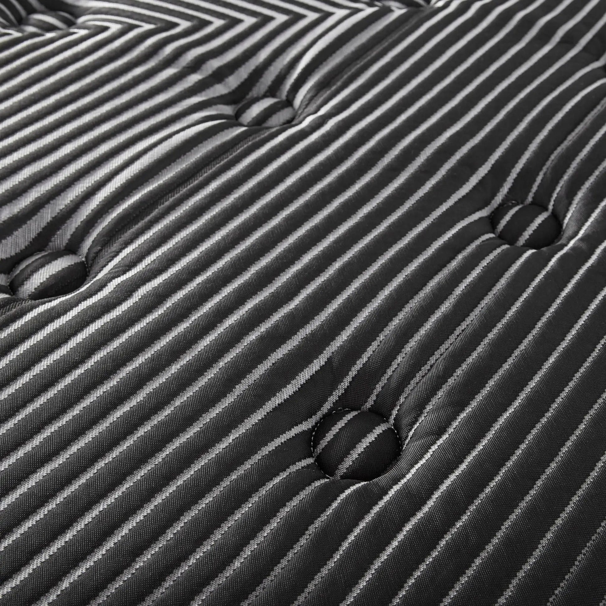 Pure Ice 15in Eurotop Ultra Plush mattress striped black-gray fabric with tufted surface on Tampa Home & Garden Store
