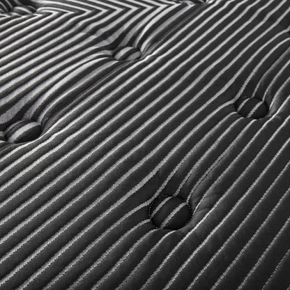 Pure Ice 15in Eurotop Ultra Plush mattress striped black-gray fabric with tufted surface on Tampa Home & Garden Store