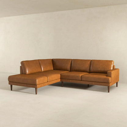 Corbin L-shaped sectional sofa tan leather with chaise by Unique Piece Furniture on Tampa Home & Garden Store