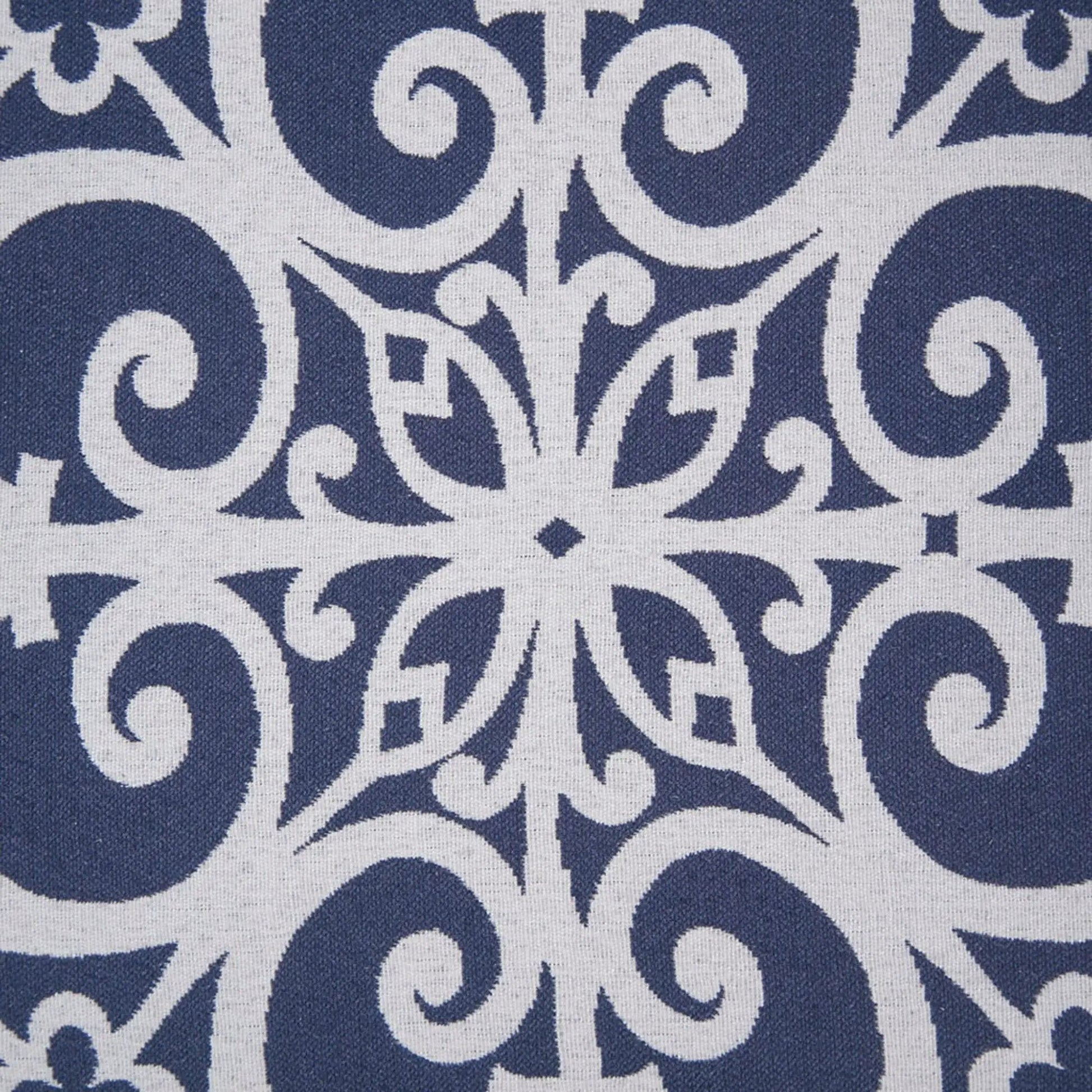 Kirby Transitional Push Back Recliner Chair upholstery closeup navy blue white pattern on Tampa Home & Garden Store