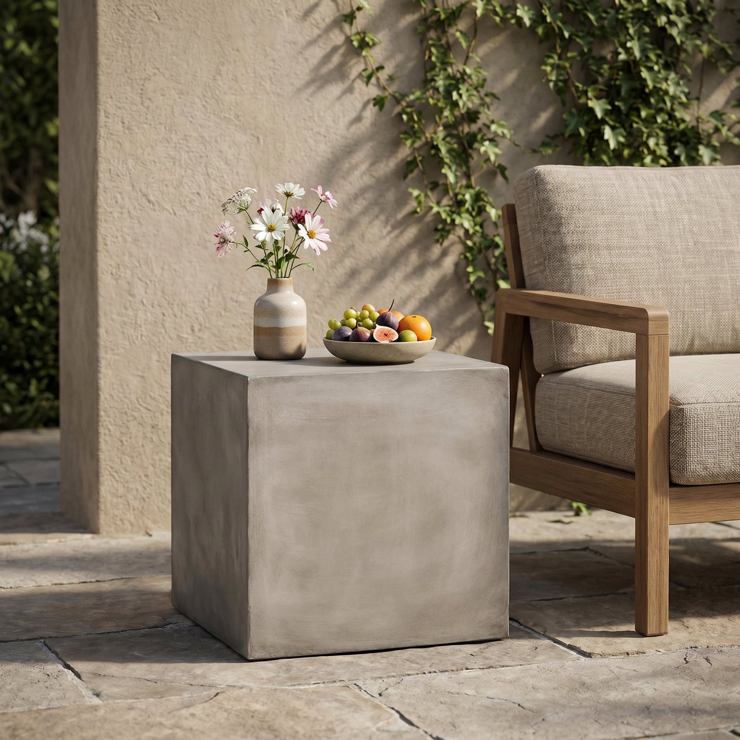 Lightweight Square MGO Side Table For A Patio