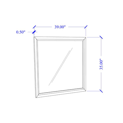 Mirage 5 Piece Bedroom Set blueprint framed mirror, 39" wide, 0.5" thick by HouseOfZazla on Tampa Home & Garden Store