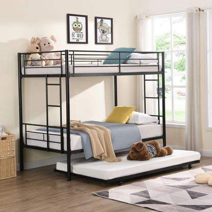 Modern Metal Frame Bunk Bed With Trundle