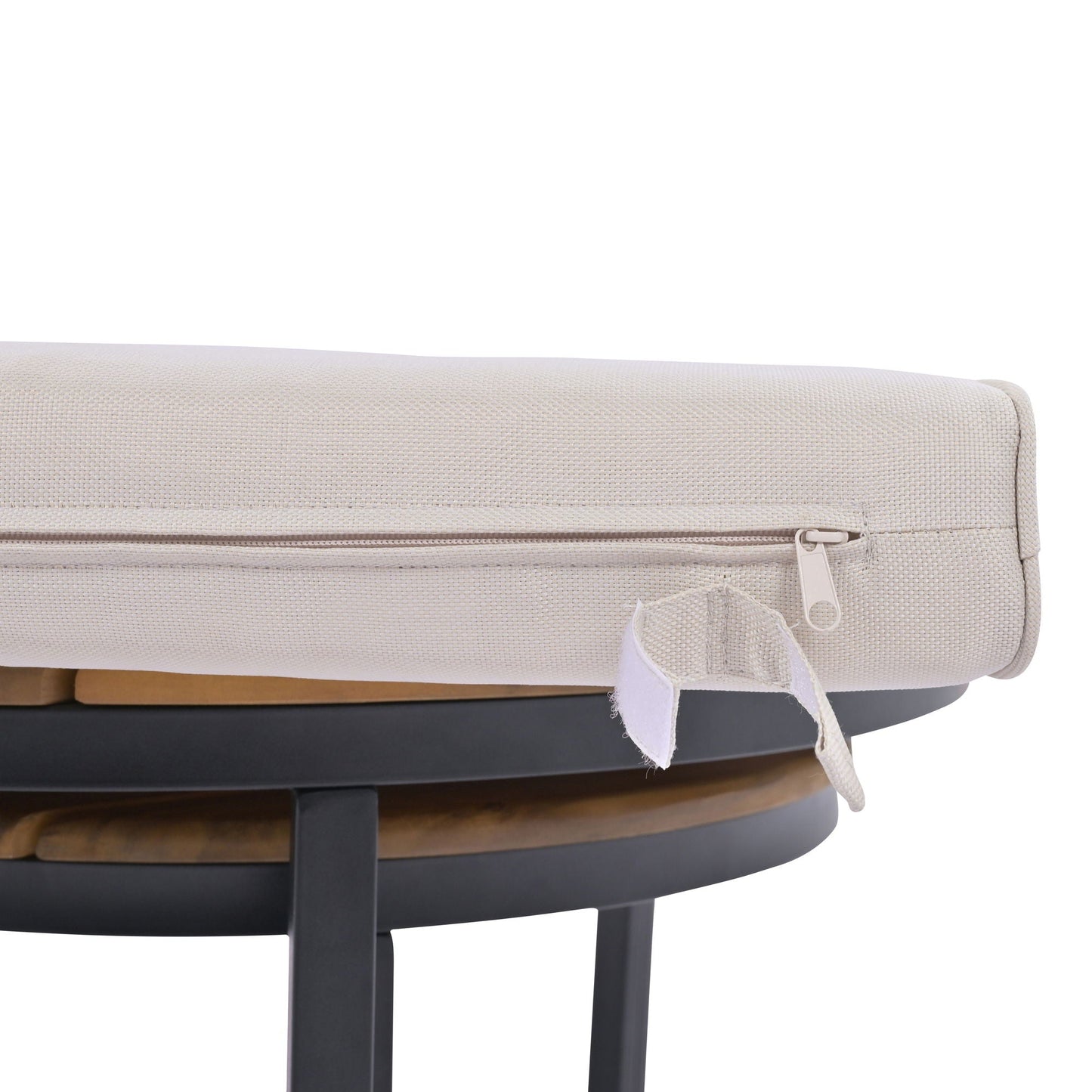 Modern Outdoor Sectional Sofa by HouseOfZazla beige cushions, dark metal legs on Tampa Home & Garden Store