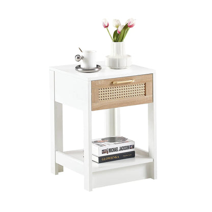 Rattan End Table With Drawer and Nightstand