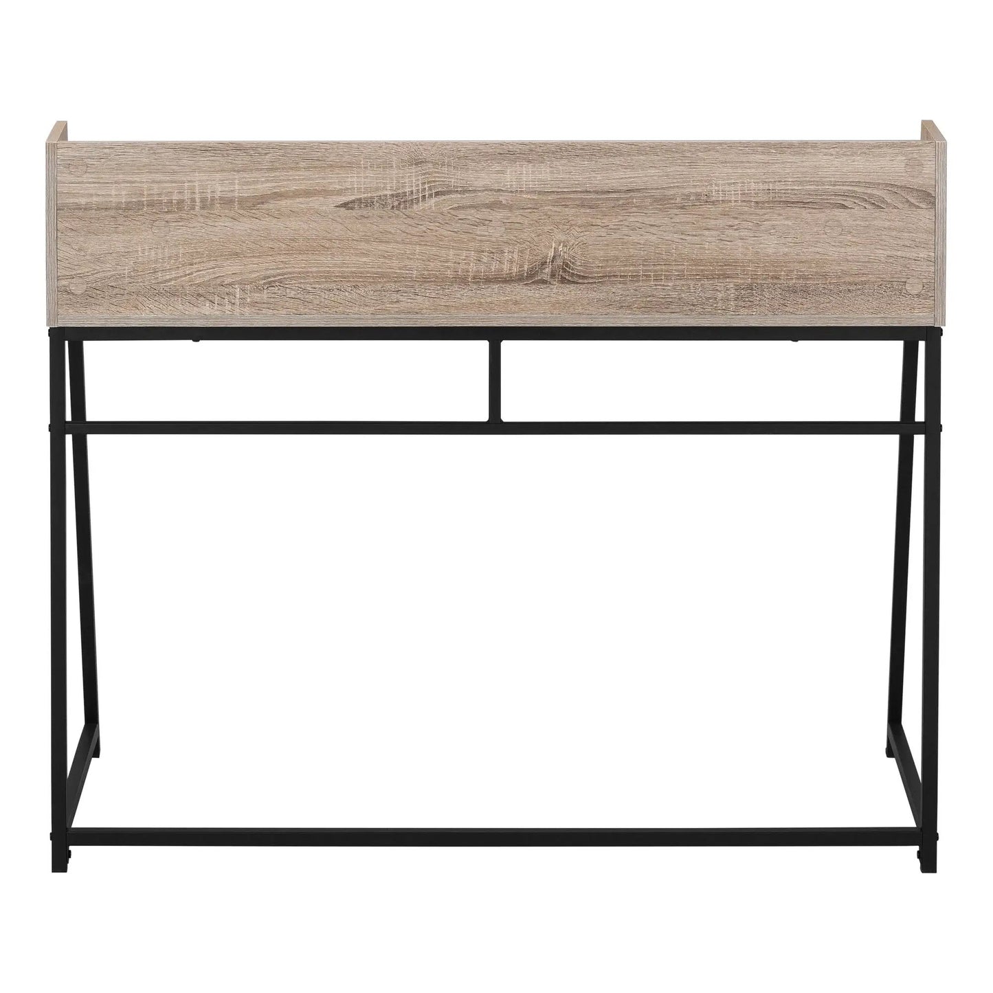 Computer desk with light woodgrain top and black metal frame by Unique Piece Furniture on Tampa Home & Garden Store