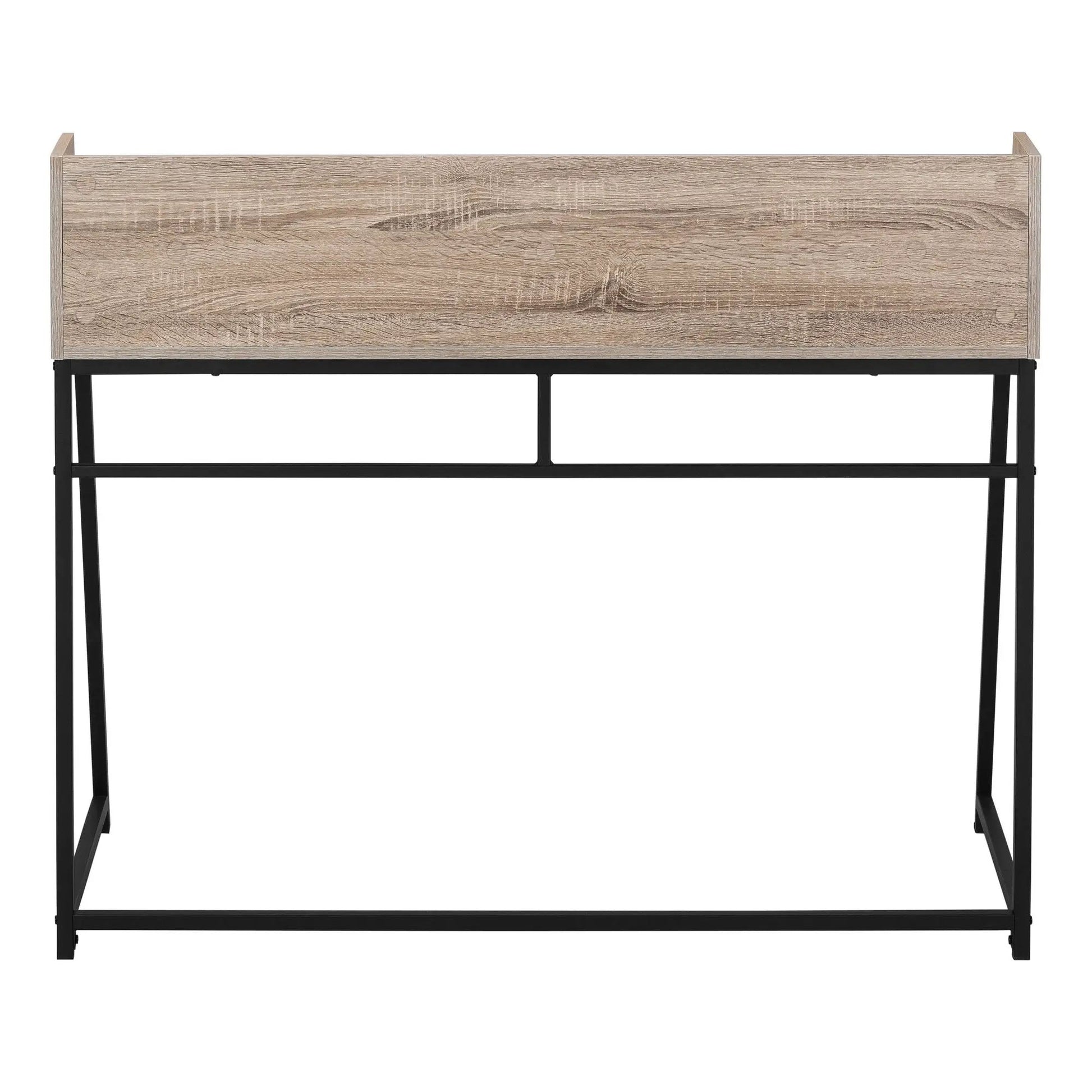 Computer desk with light woodgrain top and black metal frame by Unique Piece Furniture on Tampa Home & Garden Store