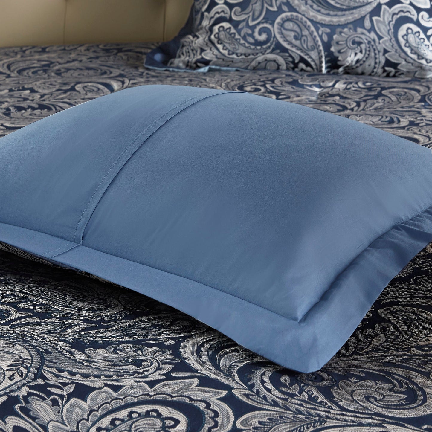 12 Piece Cotton Comforter Set for a Navy Cal King