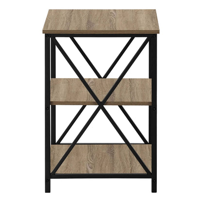 3 Tier Accent Table with woodtone shelves and black metal crisscross Unique Piece Furniture on Tampa Home & Garden Store